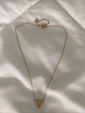Swarovski Gold Coloured Triangle Crystal Pendant Necklace